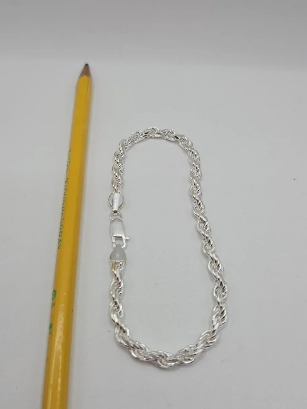 Sterling Silver 925 High Polished Diamond Cut Rope Bracelet 8 inches 5mm